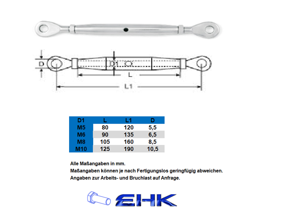 Spannschlösser | Seilspanner | Wantenspanner | Turnbuckle Edelstahl A4|V4A Variante 8314