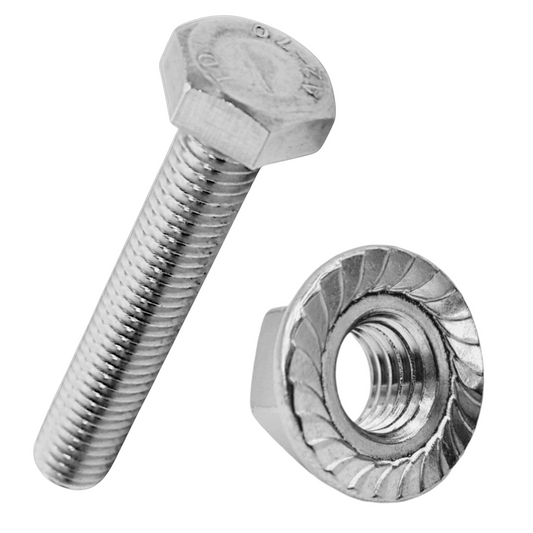 M8 Sechskantschrauben | Maschinenschrauben DIN 933 inkl. Sperrzahnmuttern
