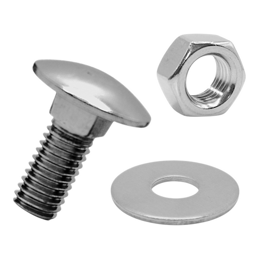 M8 Schlossschrauben | Flachrundschrauben DIN 603 inkl. passenden Scheiben und Muttern